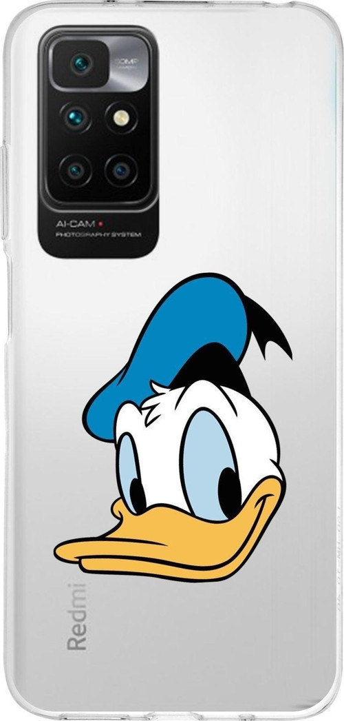Redmi 10 2022 Uyumlu Kapak Donald Duck Tasarımlı Şeffaf Silikon Kılıf