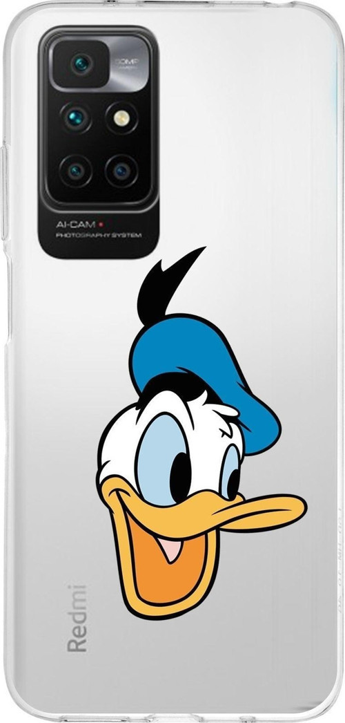 Redmi 10 2022 Uyumlu Kapak Donald Duck Tasarımlı Şeffaf Silikon Kılıf