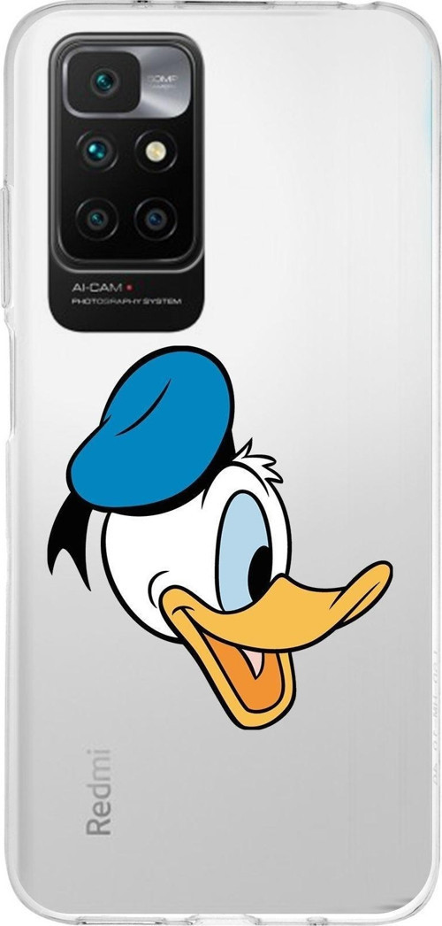 Redmi 10 2022 Uyumlu Kapak Donald Duck Tasarımlı Şeffaf Silikon Kılıf
