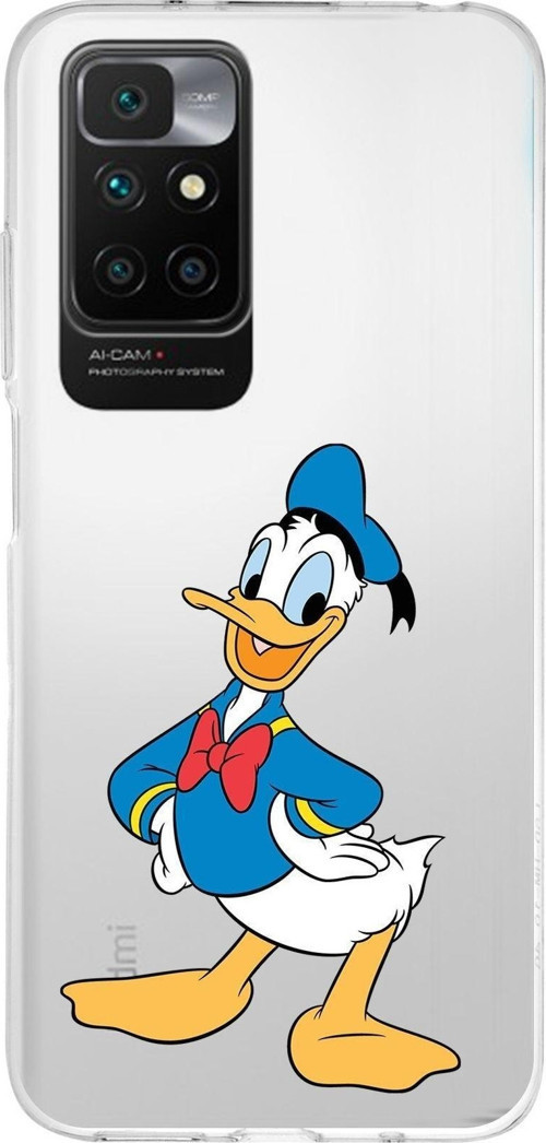 Redmi 10 2022 Uyumlu Kapak Donald Duck Tasarımlı Şeffaf Silikon Kılıf