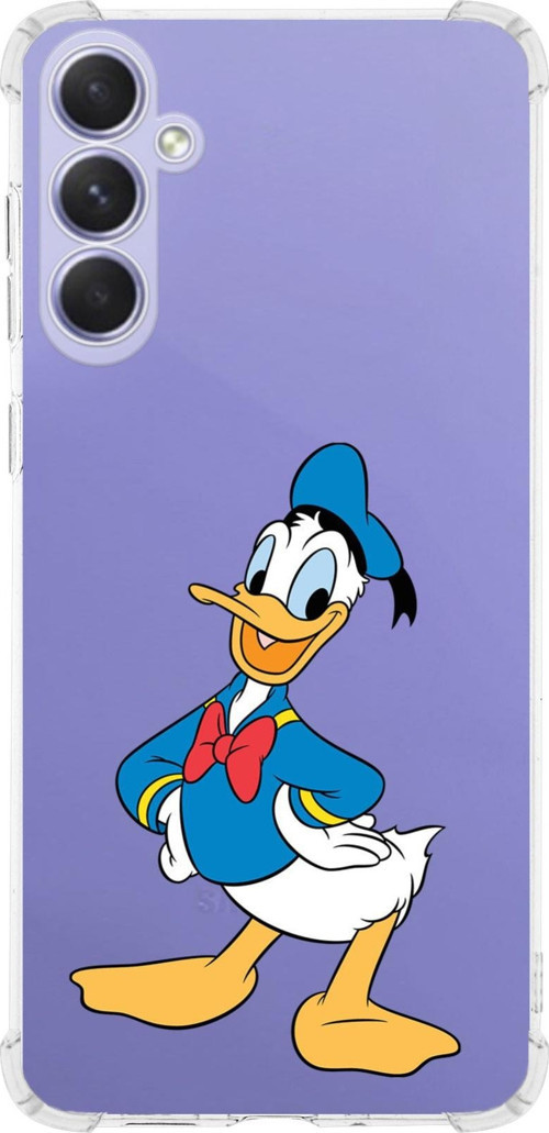 Samsung Galaxy A54 Uyumlu Köşe Korumalı Antişok Kapak Donald Duck Tasarımlı Şeffaf Silikon Kılıf