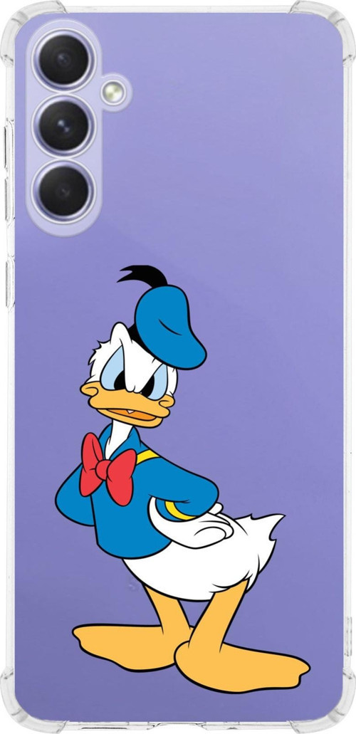 Samsung Galaxy A54 Uyumlu Köşe Korumalı Antişok Kapak Donald Duck Tasarımlı Şeffaf Silikon Kılıf