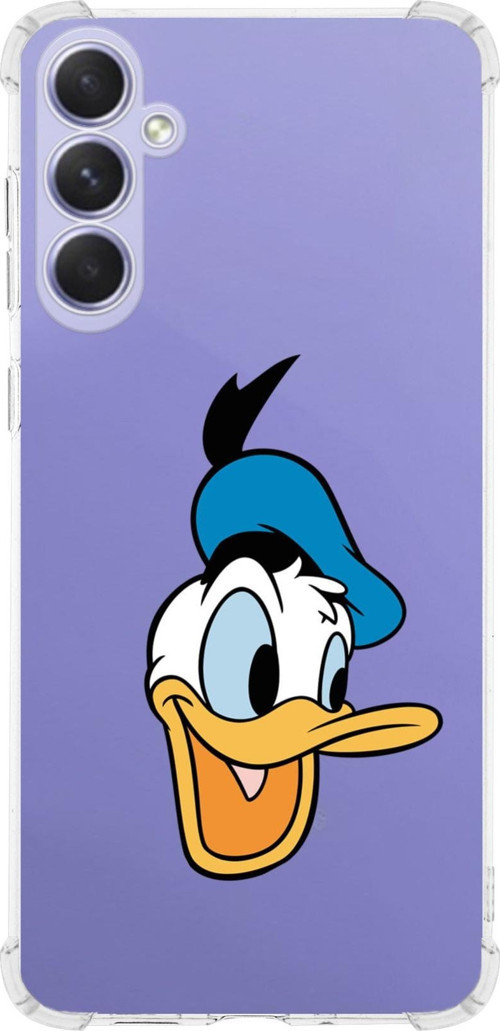 Samsung Galaxy A54 Uyumlu Köşe Korumalı Antişok Kapak Donald Duck Tasarımlı Şeffaf Silikon Kılıf