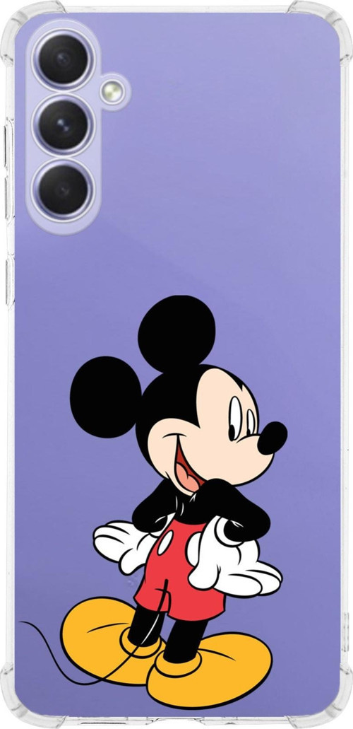 Samsung Galaxy A54 Uyumlu Köşe Korumalı Antişok Kapak Mickey Mouse Tasarımlı Şeffaf Silikon Kılıf