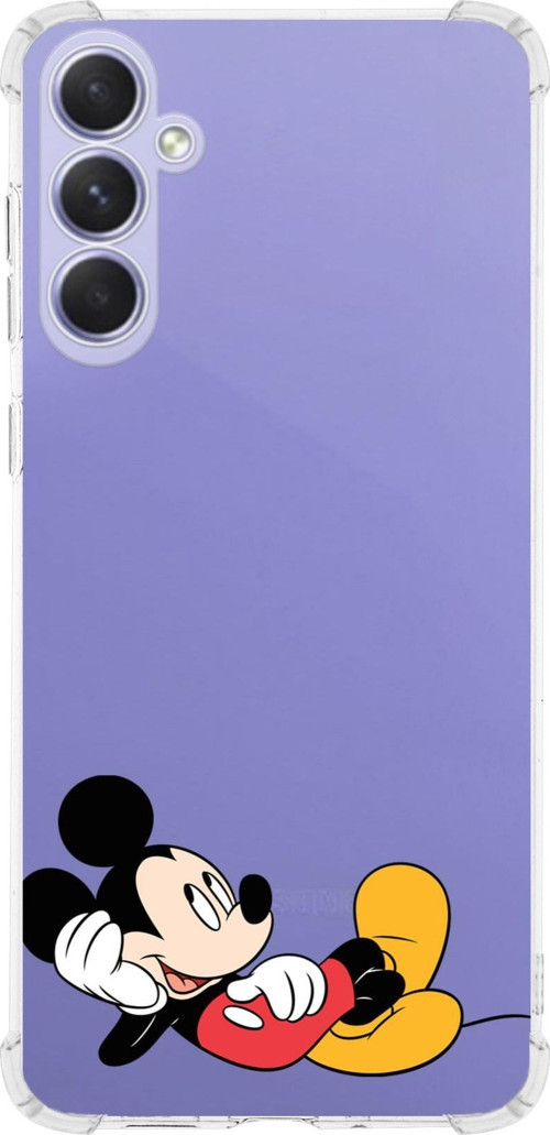 Samsung Galaxy A54 Uyumlu Köşe Korumalı Antişok Kapak Mickey Mouse Tasarımlı Şeffaf Silikon Kılıf