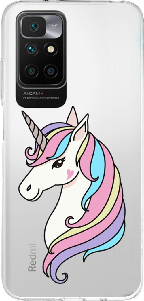 Redmi 10 2022 Uyumlu Kapak Unicorn Tasarımlı Şeffaf Silikon Kılıf