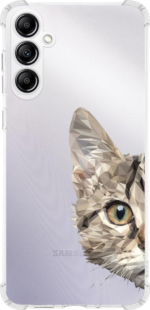 Samsung Galaxy A14 Uyumlu Köşe Korumalı Antişok Kapak Catface Tasarımlı Şeffaf Silikon Kılıf