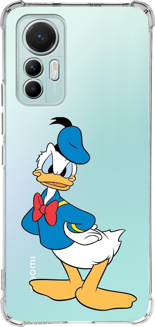 Xiaomi Mi 12 Lite Uyumlu Köşe Korumalı Antişok Kapak Donald Duck Tasarımlı Şeffaf Silikon Kılıf