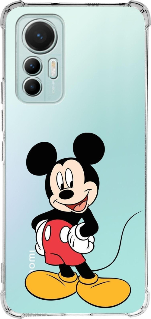 Xiaomi Mi 12 Lite Uyumlu Köşe Korumalı Antişok Kapak Mickey Mouse Tasarımlı Şeffaf Silikon Kılıf