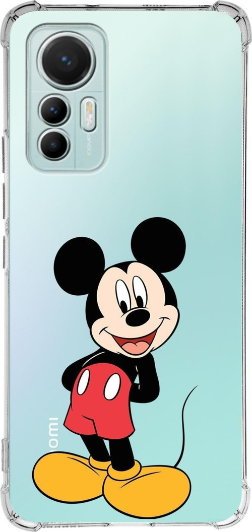 Xiaomi Mi 12 Lite Uyumlu Köşe Korumalı Antişok Kapak Mickey Mouse Tasarımlı Şeffaf Silikon Kılıf