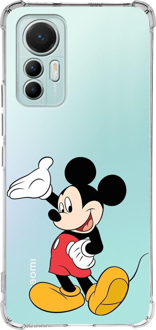 Xiaomi Mi 12 Lite Uyumlu Köşe Korumalı Antişok Kapak Mickey Mouse Tasarımlı Şeffaf Silikon Kılıf