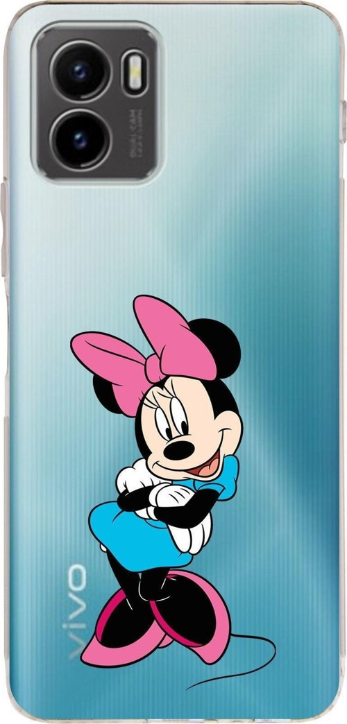 Vivo Y15S 2021 Uyumlu Kamera Korumalı Kapak Minnie Mouse Tasarımlı Şeffaf Silikon Kılıf