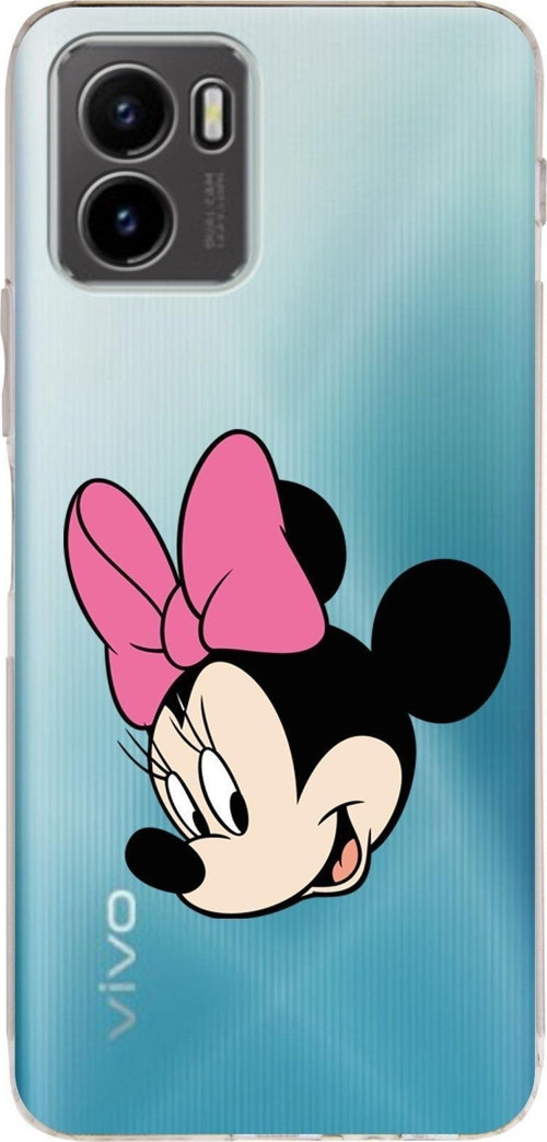 Vivo Y15S 2021 Uyumlu Kamera Korumalı Kapak Minnie Mouse Tasarımlı Şeffaf Silikon Kılıf