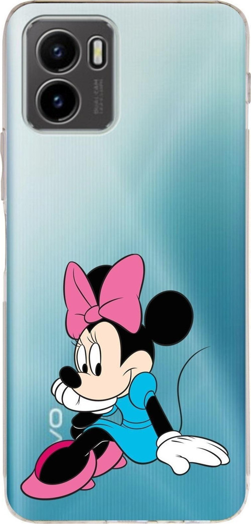 Vivo Y15S 2021 Uyumlu Kamera Korumalı Kapak Minnie Mouse Tasarımlı Şeffaf Silikon Kılıf
