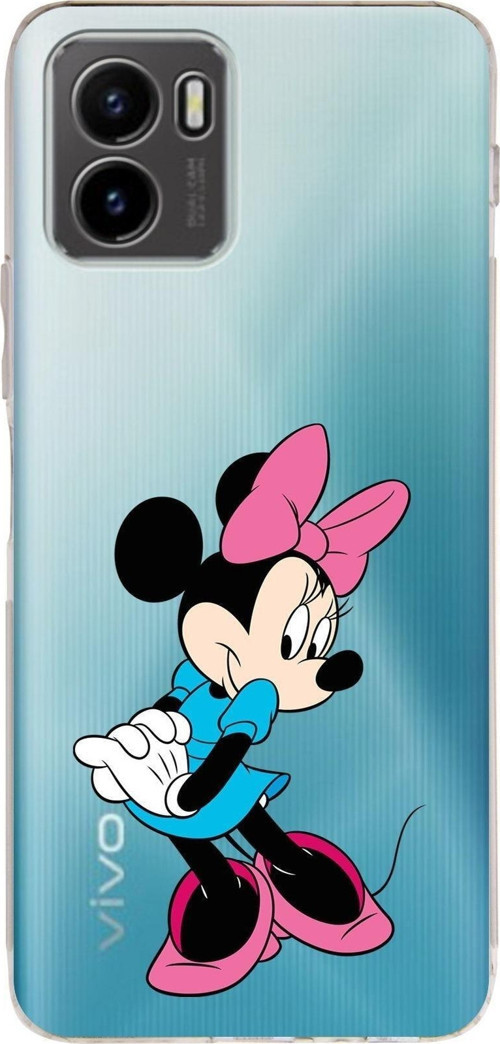Vivo Y15S 2021 Uyumlu Kamera Korumalı Kapak Minnie Mouse Tasarımlı Şeffaf Silikon Kılıf