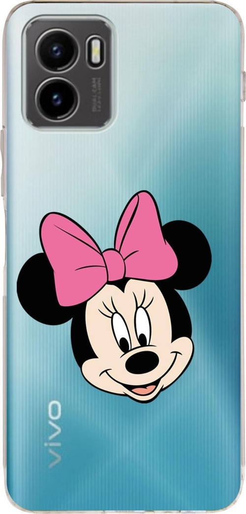 Vivo Y15S 2021 Uyumlu Kamera Korumalı Kapak Minnie Mouse Tasarımlı Şeffaf Silikon Kılıf
