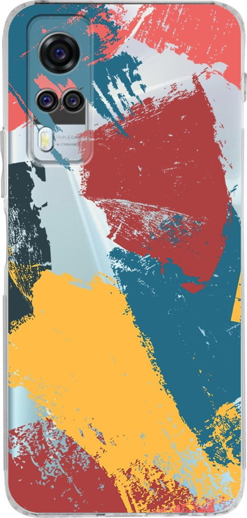 Vivo Y51 Uyumlu Kamera Korumalı Kapak Brushstroke Tasarımlı Şeffaf Silikon Kılıf