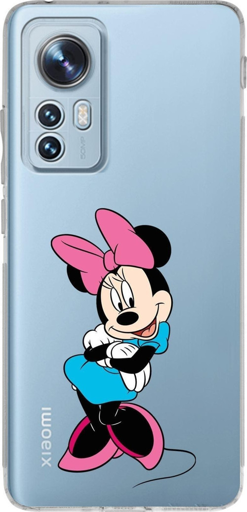 Xiaomi Mi 12 Uyumlu Kamera Korumalı Kapak Minnie Mouse Tasarımlı Şeffaf Silikon Kılıf