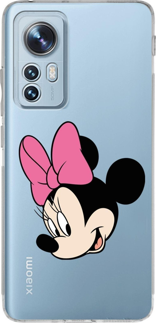 Xiaomi Mi 12 Uyumlu Kamera Korumalı Kapak Minnie Mouse Tasarımlı Şeffaf Silikon Kılıf