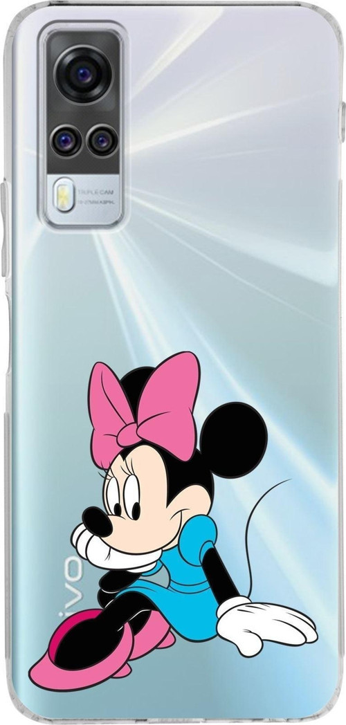 Vivo Y51 Uyumlu Kamera Korumalı Kapak Minnie Mouse Tasarımlı Şeffaf Silikon Kılıf