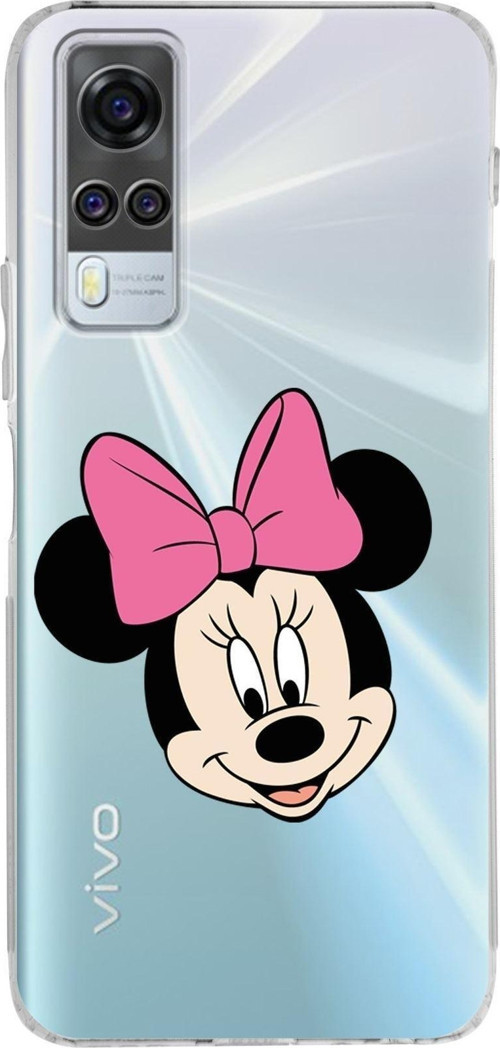 Vivo Y51 Uyumlu Kamera Korumalı Kapak Minnie Mouse Tasarımlı Şeffaf Silikon Kılıf