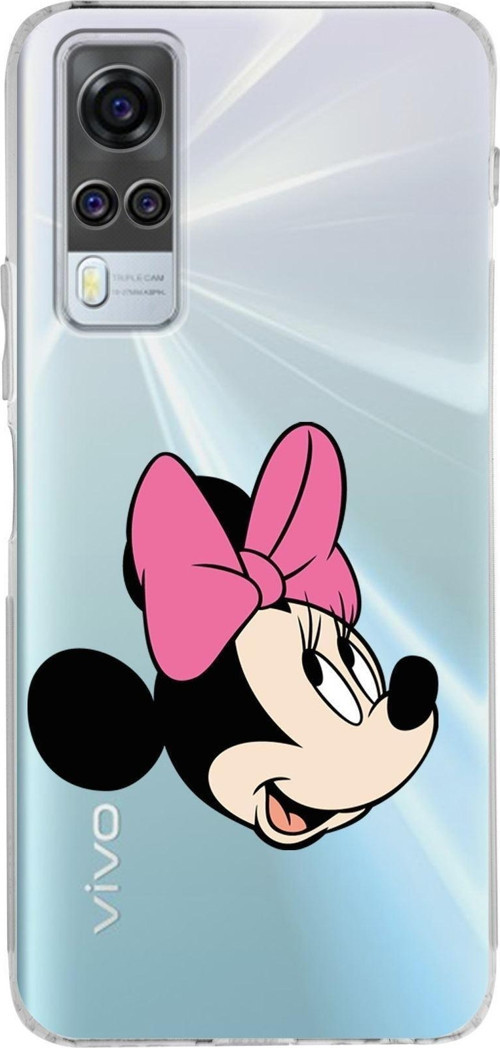 Vivo Y51 Uyumlu Kamera Korumalı Kapak Minnie Mouse Tasarımlı Şeffaf Silikon Kılıf