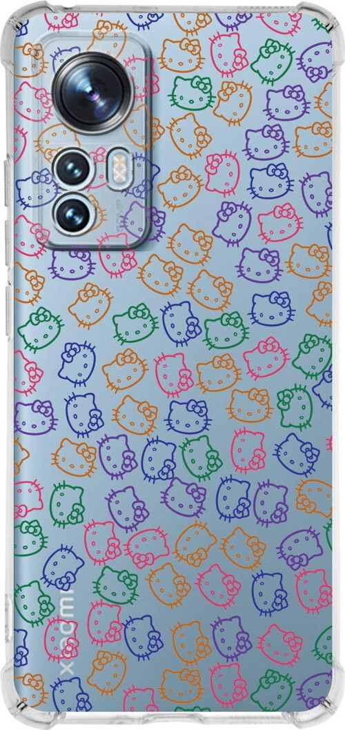 Xiaomi Mi 12 Pro Uyumlu Köşe Korumalı Antişok Kapak Hello Kitty Tasarımlı Şeffaf Kılıf