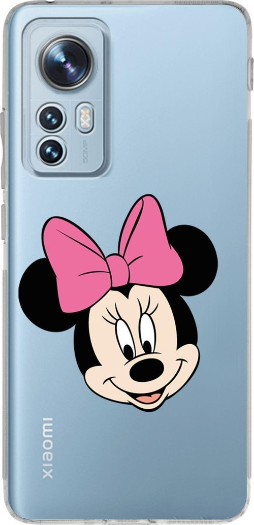 Xiaomi Mi 12 Uyumlu Kamera Korumalı Kapak Minnie Mouse Tasarımlı Şeffaf Silikon Kılıf