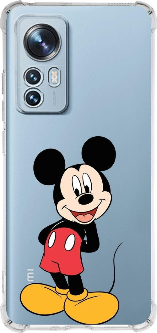 Xiaomi Mi 12 Pro Uyumlu Köşe Korumalı Antişok Kapak Mickey Mouse Tasarımlı Şeffaf Kılıf