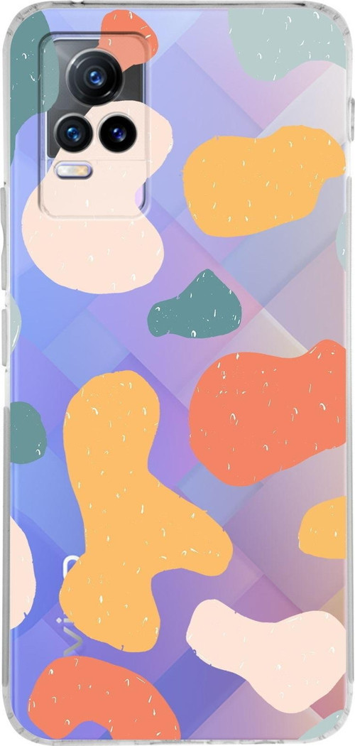 Vivo Y73 Uyumlu Kamera Korumalı Kapak Grunge Tasarımlı Şeffaf Silikon Kılıf