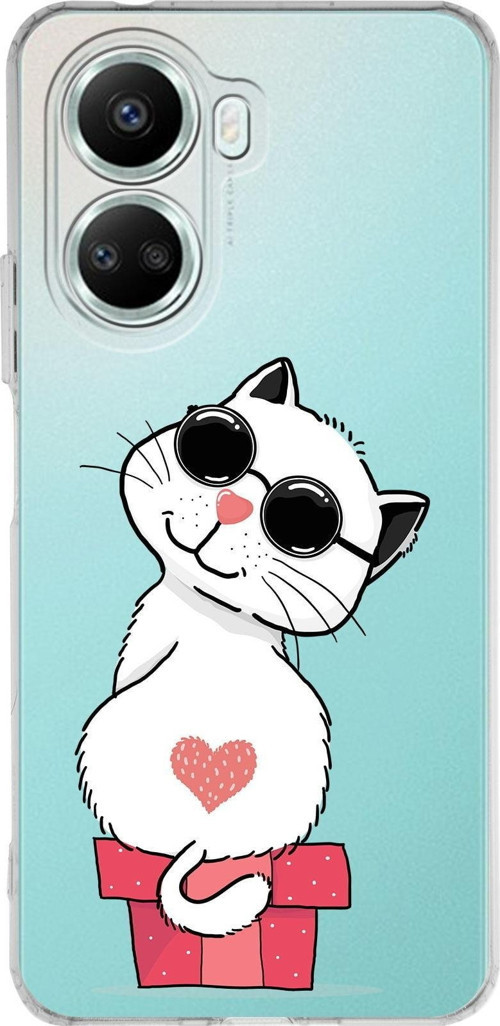 Huawei Nova 10 Se Uyumlu Kapak Coolcat Tasarımlı Şeffaf Silikon Kılıf
