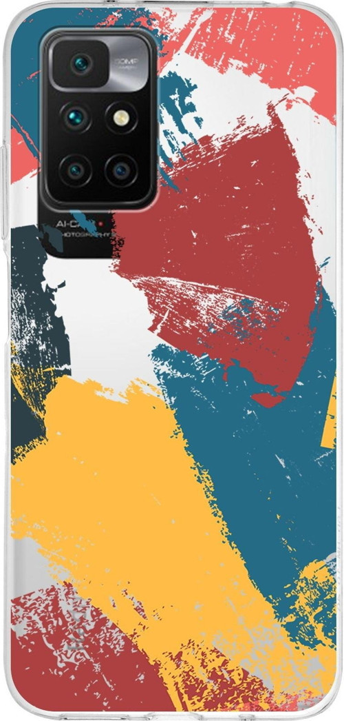 Redmi 10 2022 Uyumlu Kapak Brushstroke Tasarımlı Şeffaf Silikon Kılıf