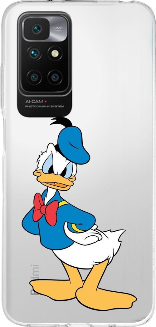Redmi 10 2022 Uyumlu Kapak Donald Duck Tasarımlı Şeffaf Silikon Kılıf