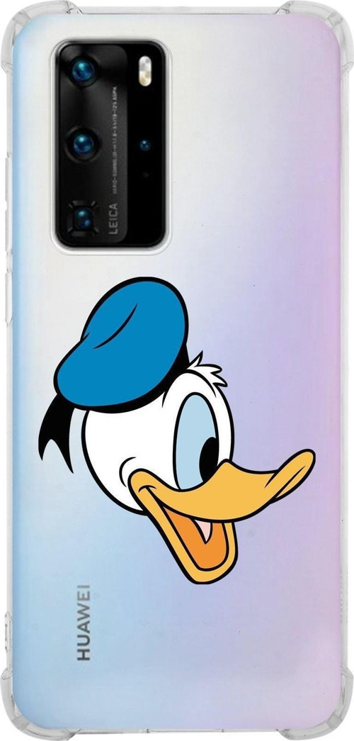 Huawei P40 Pro Köşe Korumalı Antişok Kapak Donald Duck Tasarımlı Şeffaf Kılıf