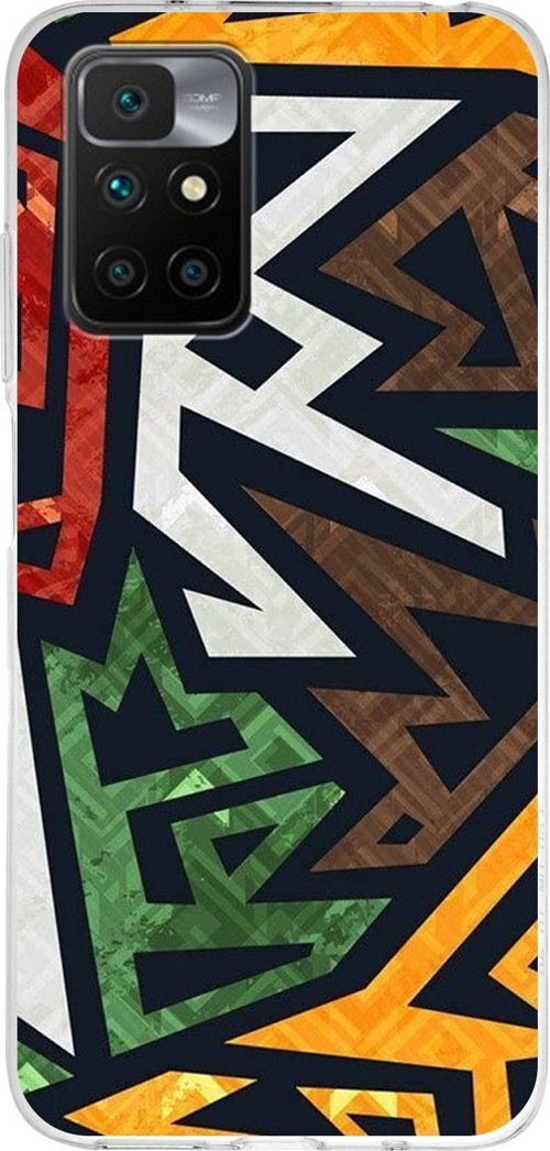 Redmi 10 2022 Uyumlu Kapak Soyut Grafiti Tasarımlı Şeffaf Silikon Kılıf
