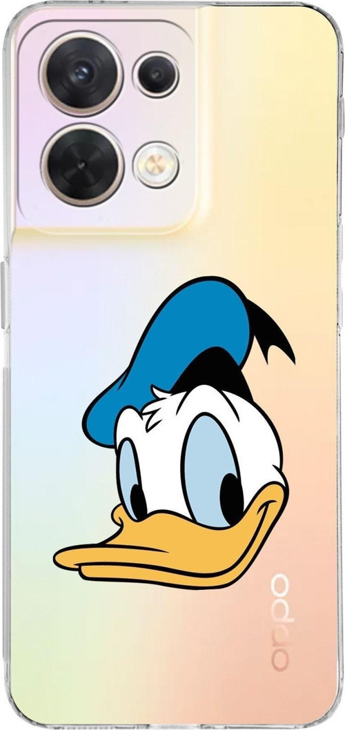 Huawei Reno 8 Uyumlu Kamera Korumalı Kapak Donald Duck Tasarımlı Şeffaf Silikon Kılıf