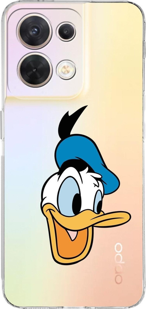 Huawei Reno 8 Uyumlu Kamera Korumalı Kapak Donald Duck Tasarımlı Şeffaf Silikon Kılıf