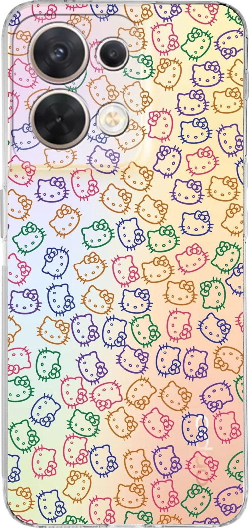 Huawei Reno 8 Uyumlu Kamera Korumalı Kapak Hello Kitty Tasarımlı Şeffaf Silikon Kılıf