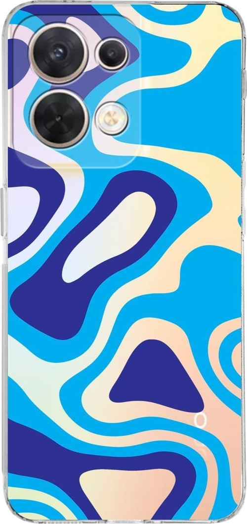 Huawei Reno 8 Uyumlu Kamera Korumalı Kapak Renkli Desen Tasarımlı Şeffaf Silikon Kılıf