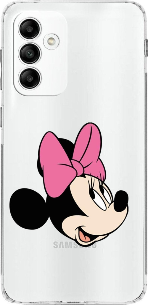 Samsung Galaxy A04S Kamera Korumalı Kapak Minnie Mouse Tasarımlı Şeffaf Kılıf