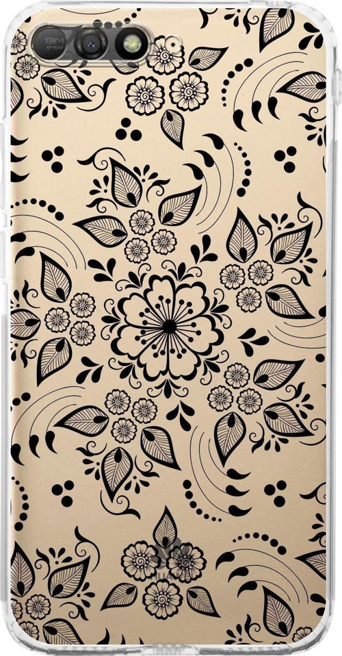Huawei Y6 2018 Kamera Korumalı Kapak Nostalji Desen Tasarımlı Şeffaf Kılıf
