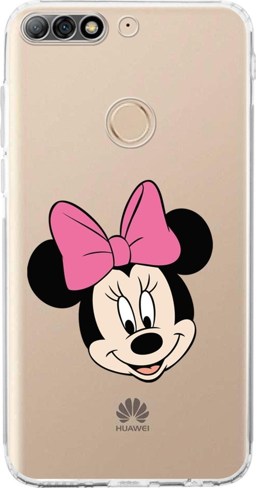 Huawei Y7 2018 Kamera Korumalı Kapak Minnie Mouse Tasarımlı Şeffaf Kılıf