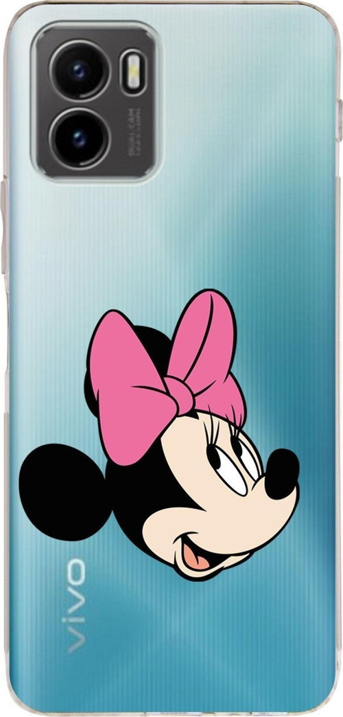 Vivo Y15S 2021 Uyumlu Kamera Korumalı Kapak Minnie Mouse Tasarımlı Şeffaf Silikon Kılıf