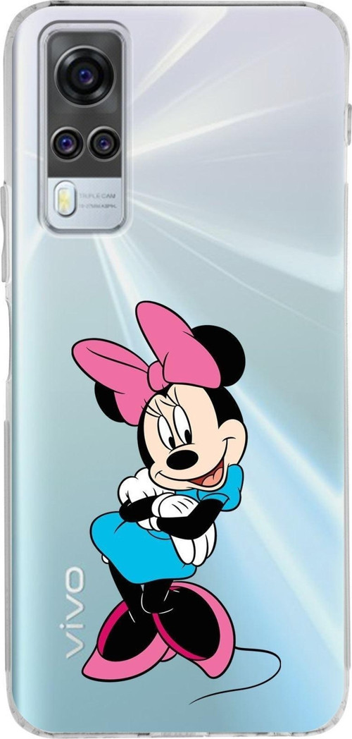 Vivo Y51 Uyumlu Kamera Korumalı Kapak Minnie Mouse Tasarımlı Şeffaf Silikon Kılıf