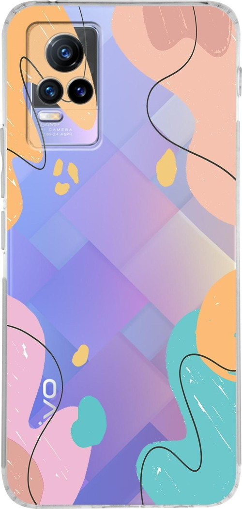 Vivo Y73 Uyumlu Kamera Korumalı Kapak Karışık Renkler Tasarımlı Şeffaf Silikon Kılıf