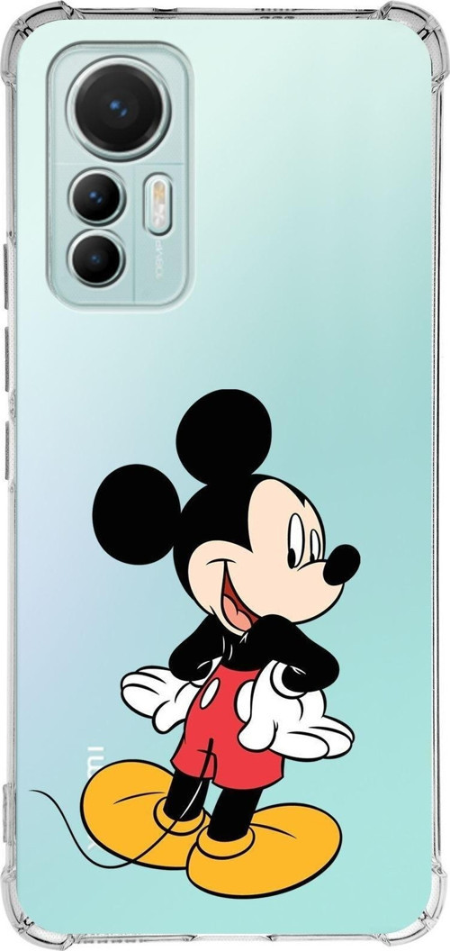 Xiaomi Mi 12 Lite Uyumlu Köşe Korumalı Antişok Kapak Mickey Mouse Tasarımlı Şeffaf Silikon Kılıf