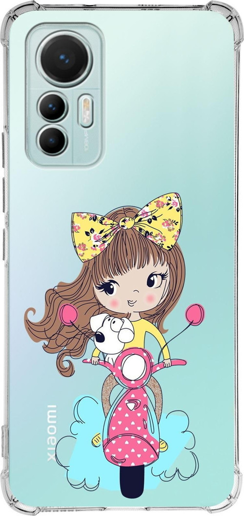 Xiaomi Mi 12 Lite Uyumlu Köşe Korumalı Antişok Kapak Vespagirl Tasarımlı Şeffaf Silikon Kılıf