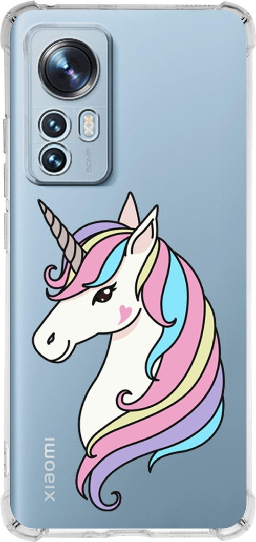 Xiaomi Mi 12 Pro Uyumlu Köşe Korumalı Antişok Kapak Unicorn Tasarımlı Şeffaf Kılıf
