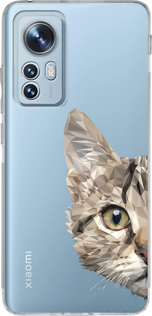 Xiaomi Mi 12 Uyumlu Kamera Korumalı Kapak Catface Tasarımlı Şeffaf Silikon Kılıf