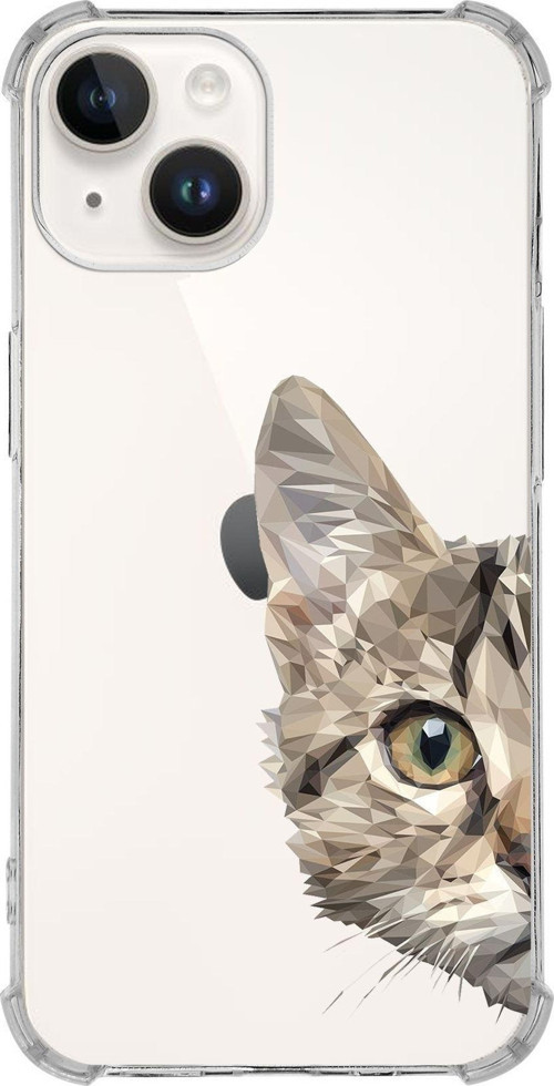Apple Iphone 14 Plus Uyumlu Köşe Korumalı Antişok Kapak Catface Tasarımlı Şeffaf Kılıf